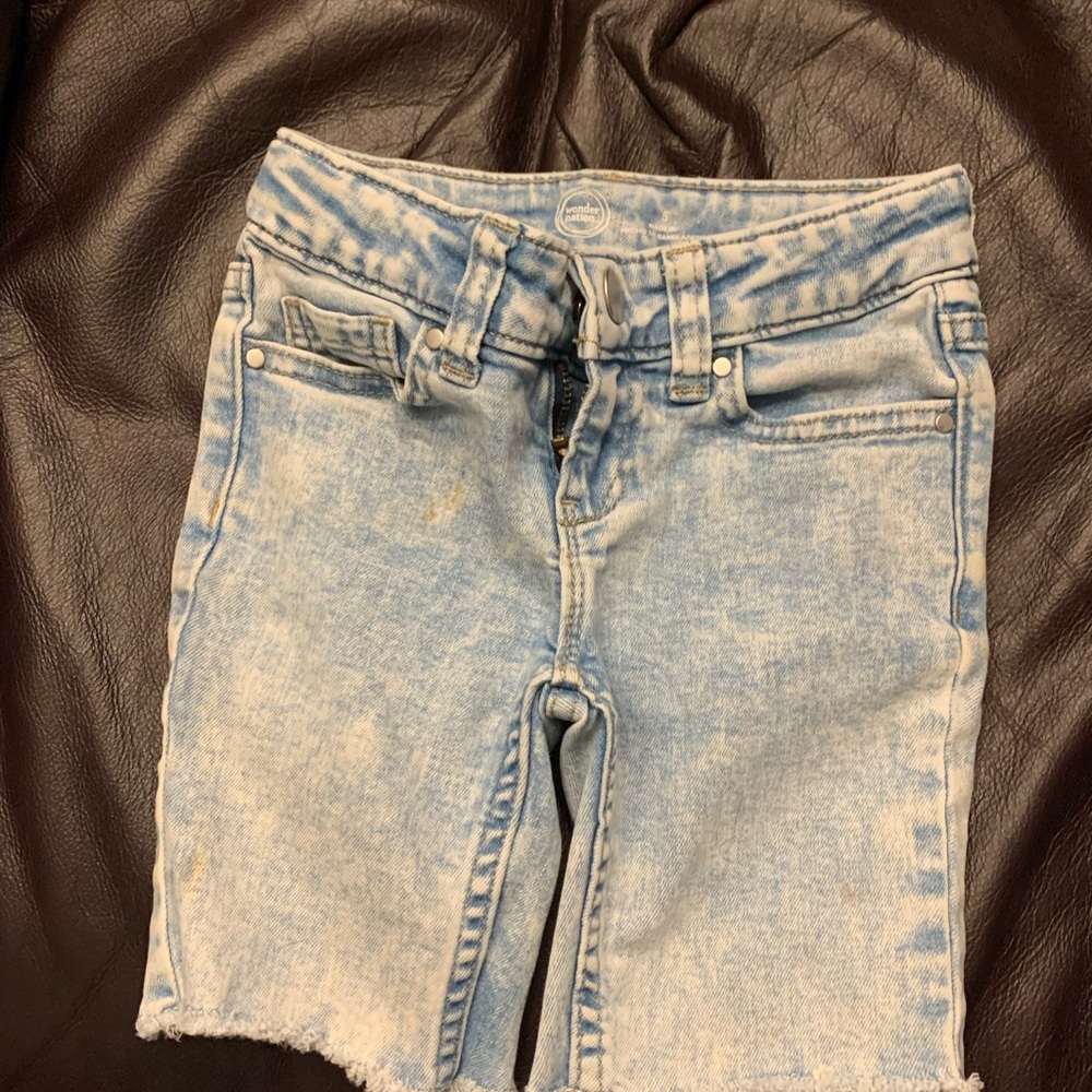 Wonder Nation Light Blue Acid Wash Kids Shorts